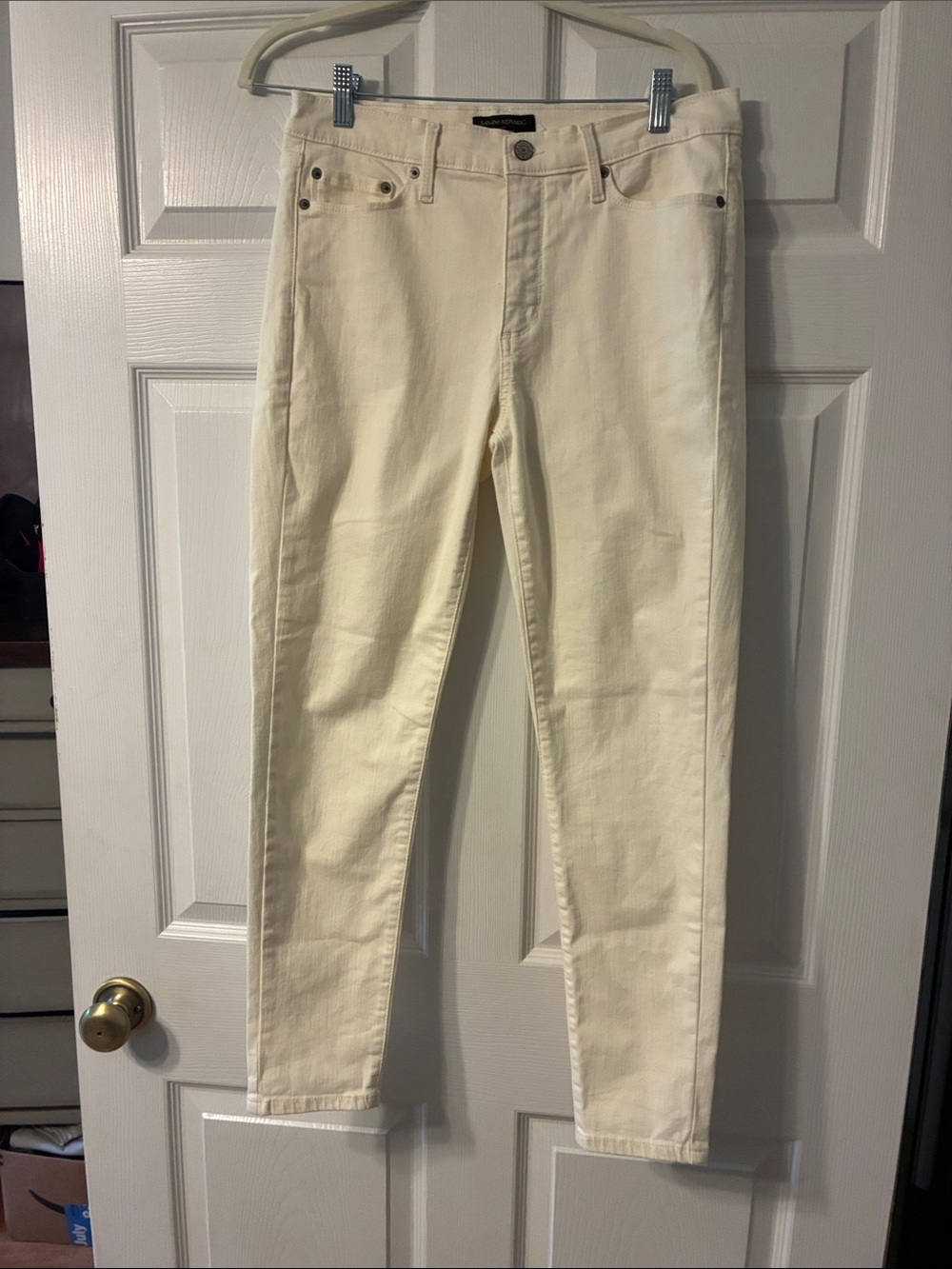 Women’s Banana Republic Slim Denim Jeans in Cream/Winter White
